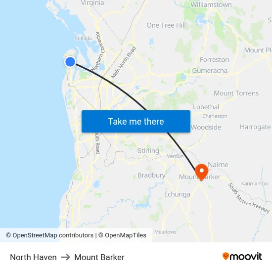 North Haven to Mount Barker map