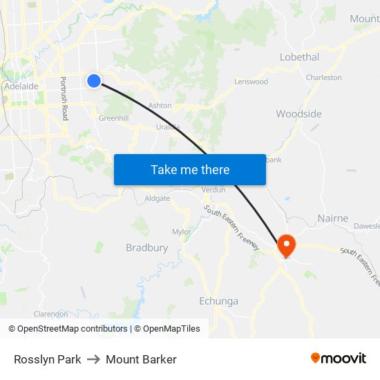 Rosslyn Park to Mount Barker map