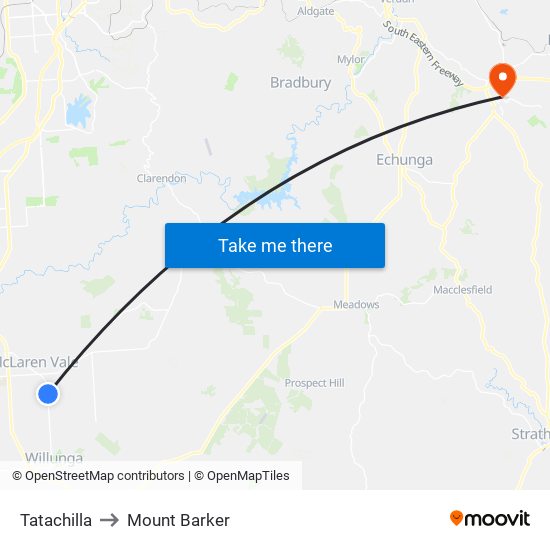 Tatachilla to Mount Barker map