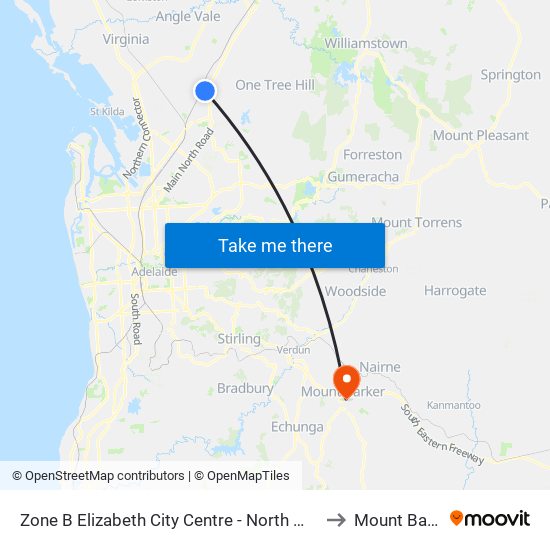 Zone B Elizabeth City Centre - North West side to Mount Barker map