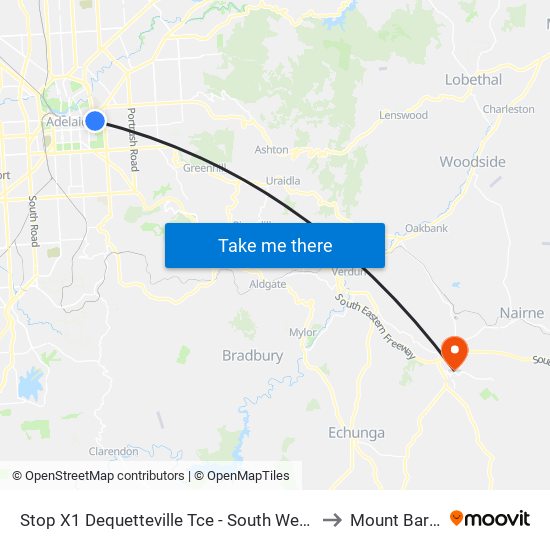 Stop X1 Dequetteville Tce - South West side to Mount Barker map