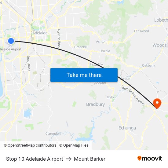 Stop 10 Adelaide Airport to Mount Barker map