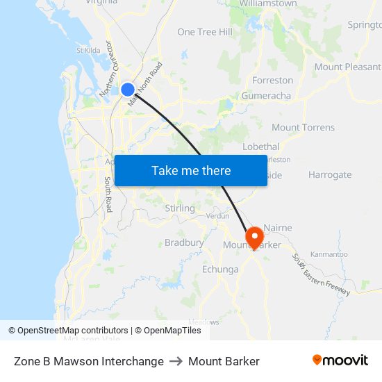 Zone B Mawson Interchange to Mount Barker map