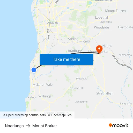Noarlunga to Mount Barker map