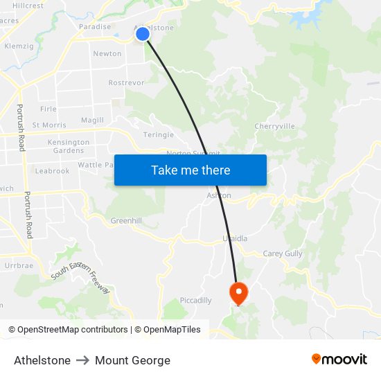 Athelstone to Mount George map