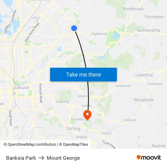 Banksia Park to Mount George map