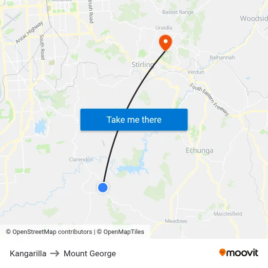 Kangarilla to Mount George map