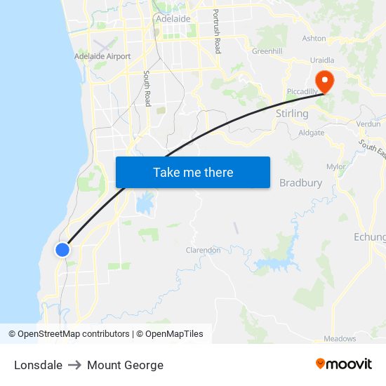 Lonsdale to Mount George map