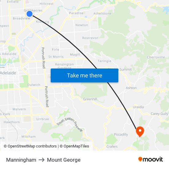 Manningham to Mount George map