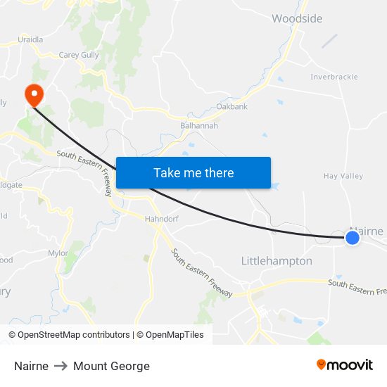 Nairne to Mount George map