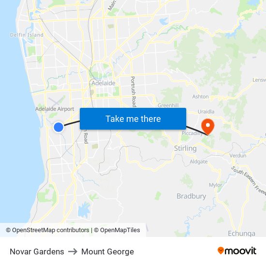 Novar Gardens to Mount George map