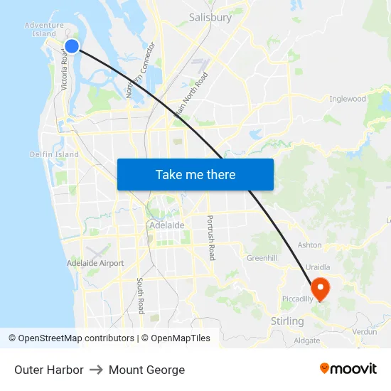 Outer Harbor to Mount George map