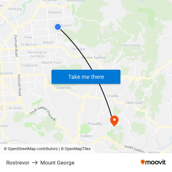 Rostrevor to Mount George map