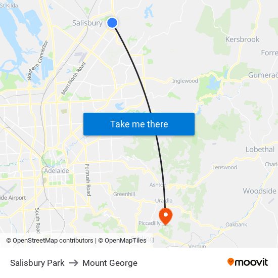 Salisbury Park to Mount George map