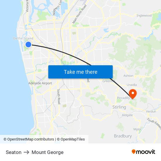 Seaton to Mount George map