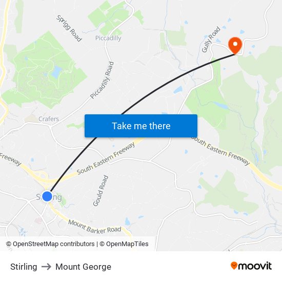 Stirling to Mount George map