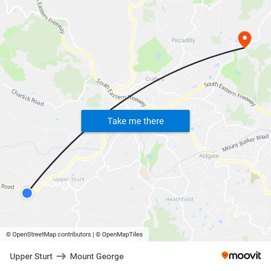 Upper Sturt to Mount George map