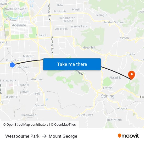 Westbourne Park to Mount George map