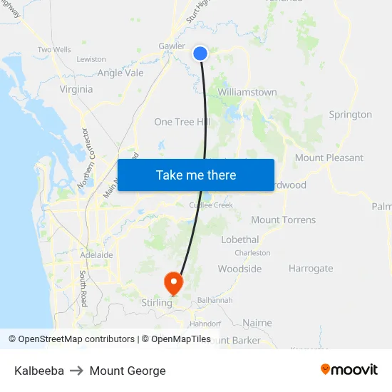 Kalbeeba to Mount George map