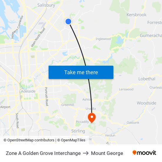 Zone A Golden Grove Interchange to Mount George map