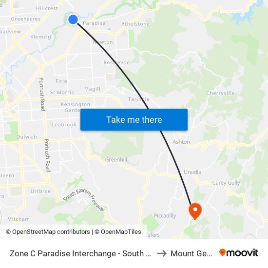 Zone C Paradise Interchange - South East side to Mount George map