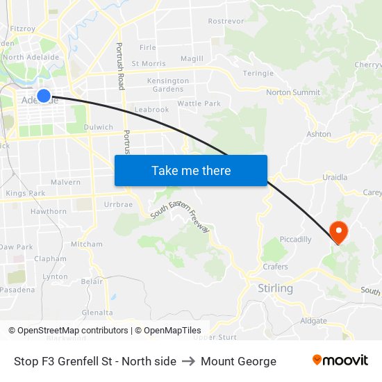Stop F3 Grenfell St - North side to Mount George map