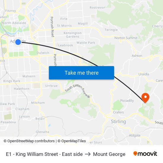 E1 - King William Street - East side to Mount George map