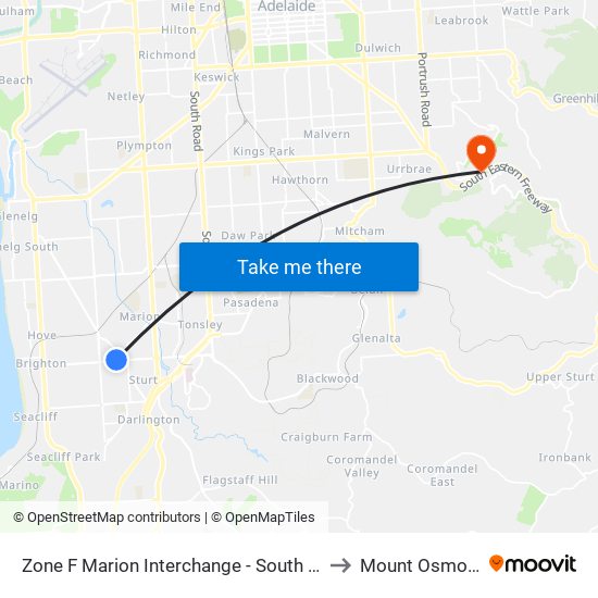 Zone F Marion Interchange - South side to Mount Osmond map