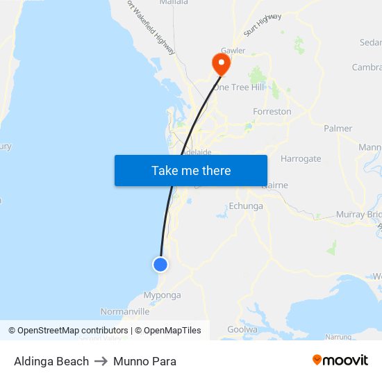 Aldinga Beach to Munno Para map