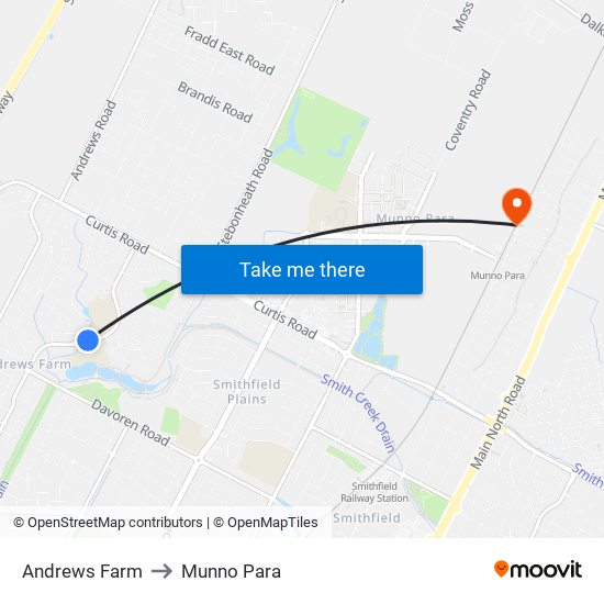 Andrews Farm to Munno Para map