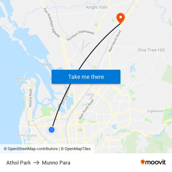 Athol Park to Munno Para map