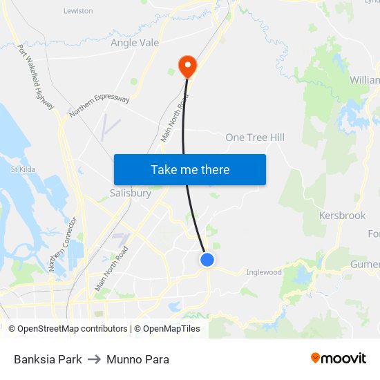 Banksia Park to Munno Para map