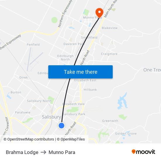 Brahma Lodge to Munno Para map