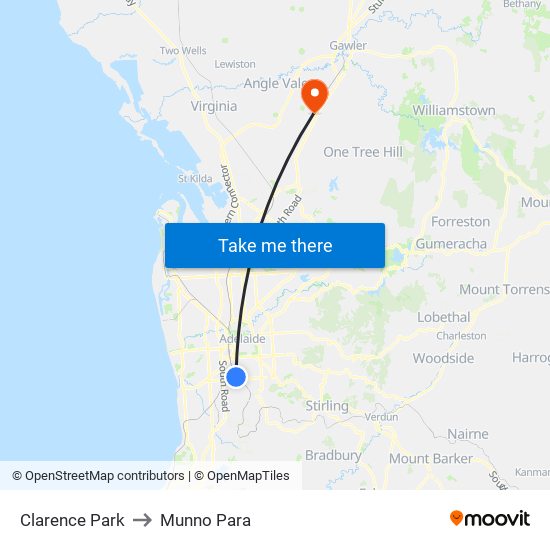 Clarence Park to Munno Para map