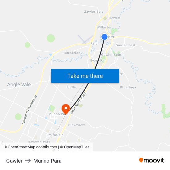 Gawler to Munno Para map