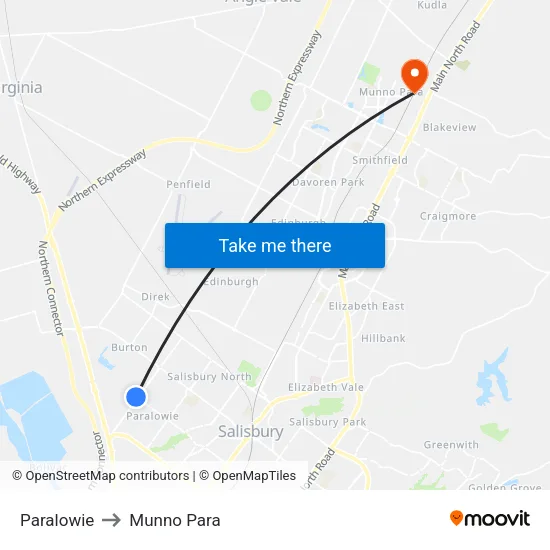 Paralowie to Munno Para map