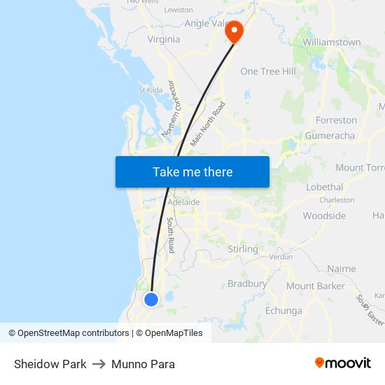 Sheidow Park to Munno Para map