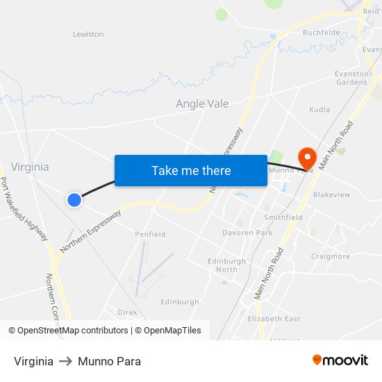 Virginia to Munno Para map