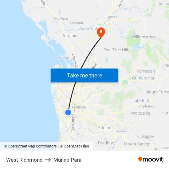 West Richmond to Munno Para map