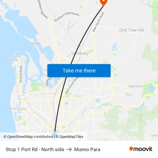 Stop 1 Port Rd - North side to Munno Para map