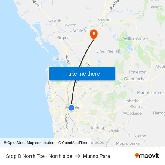 Stop D North Tce - North side to Munno Para map