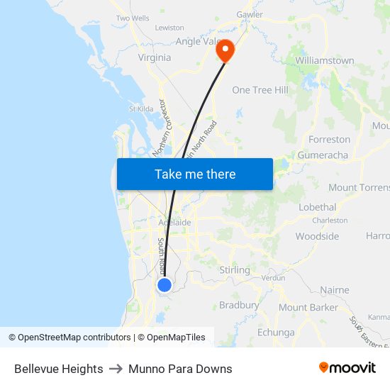 Bellevue Heights to Munno Para Downs map