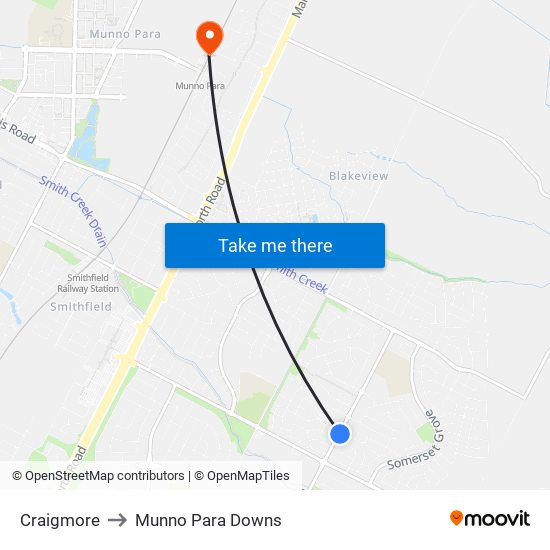 Craigmore to Munno Para Downs map