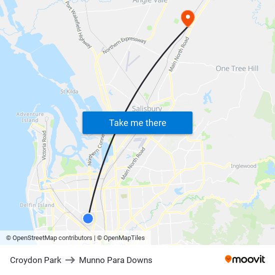 Croydon Park to Munno Para Downs map