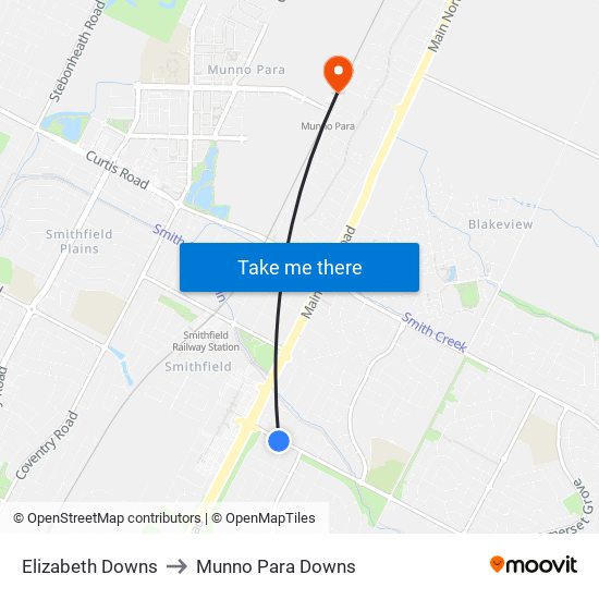 Elizabeth Downs to Munno Para Downs map