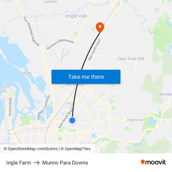 Ingle Farm to Munno Para Downs map