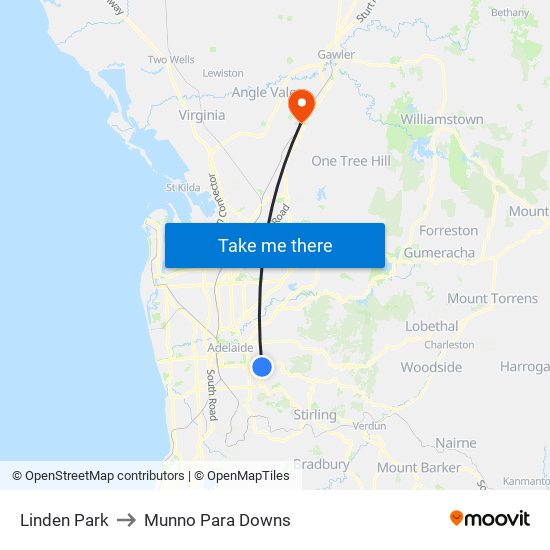 Linden Park to Munno Para Downs map