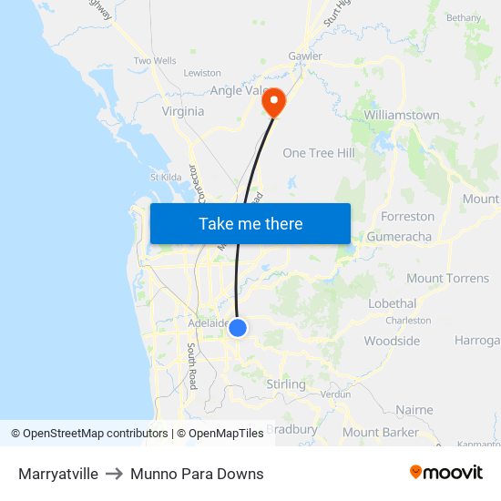 Marryatville to Munno Para Downs map