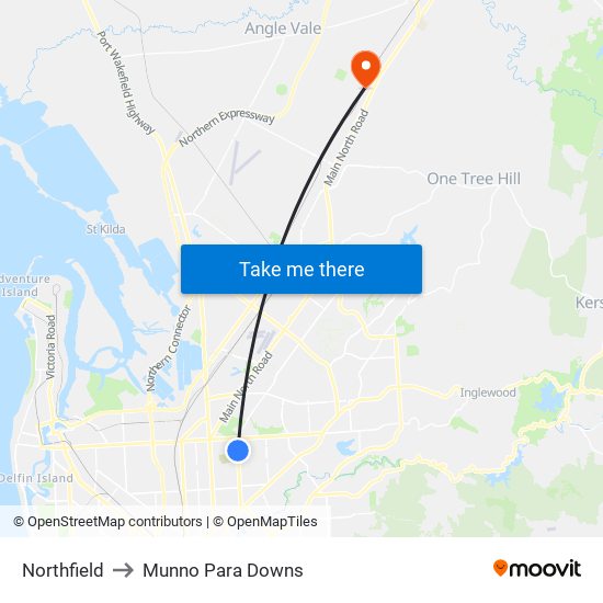 Northfield to Munno Para Downs map