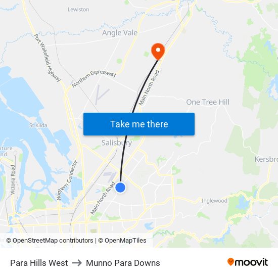 Para Hills West to Munno Para Downs map
